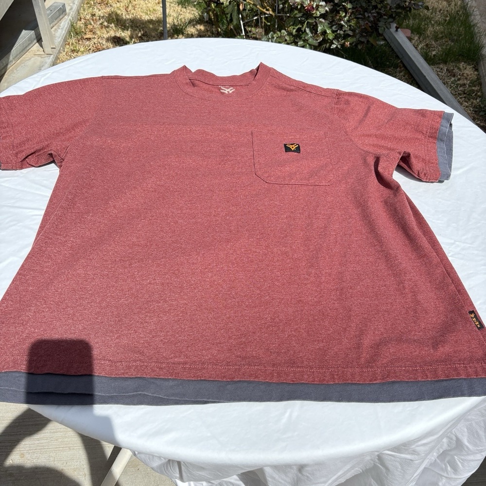 Tony Hawk Mens T-Shirt Maroon-Gray Colorblock Short Sleeve Pocket Size XL